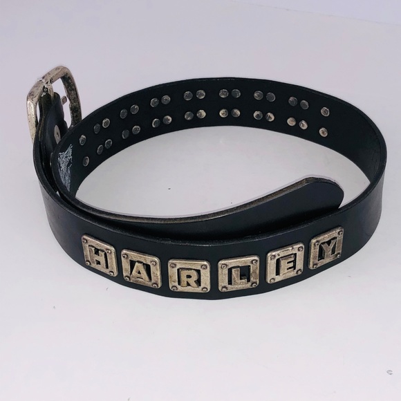 Harley Davidison Black Silver Metal Letters Belt - Picture 2 of 8